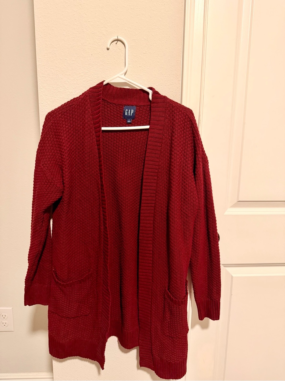GAP Women's Chunky Open-Front Ruby Red Cardigan